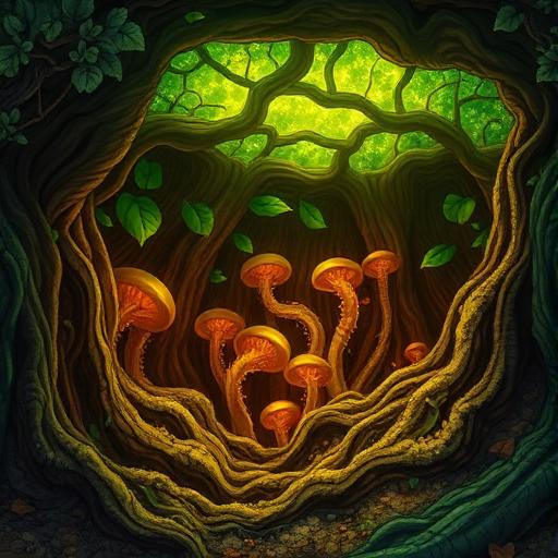 Mycorrhizal networks beneath a forest floor